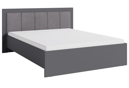 Bett Caspe 160x200 cm anthrazit mit Container ideales Bett für Schlafzimmer mit teilweise gepolstertem Kopfteil