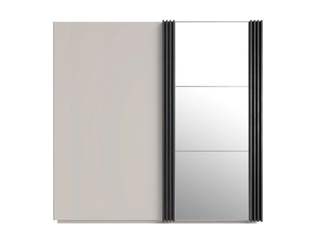 Möbelset für Schlafzimmer Estan beige/anthrazit Zeitloses Design Schlafzimmermöbel-Set geräumiger Schiebeschrank mit Spiegel