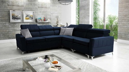 Ecksofa mit Schlaffunktion Rava IV navy blue velvet right-hand corner sofa comfort for everyday lounging container for bedding
