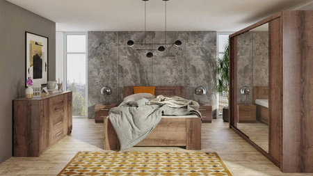 Rico Schiebeschrank mit Spiegel 200 cm Eiche Kloster funktionelle Möbel im klassischen Stil Kleiderschrank für das Schlafzimmer oder Flur gewidmet