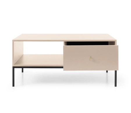 Couchtisch Mono Beige Mit Schubladen minimalistisches Design Tischplatte beständig gegen verschüttete Flüssigkeiten