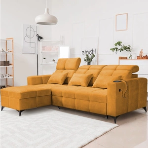Ecksofa mit Schlaffunktion Laredo gelb links komfortables und stilvolles Ecksofa mit Bettzeugcontainer