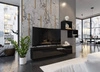 Mesini schwarz / schwarz glänzend moderne Wohnwand mit praktischem Push-to-Open-Schubladensystem