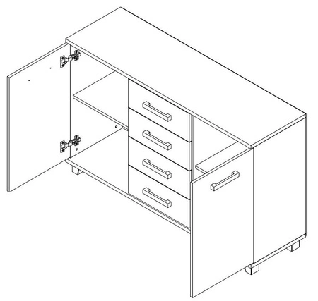 Kommode Maximus 138 cm weiß modernes Möbeldesign Kommodenkanten mit speziellem ABS-Furnier verarbeitet