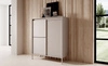 Kommode Sesti 104 cm beige Designerkommode mit originellem Design auf stabilem Metallsockel