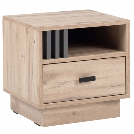 Möbelset für Schlafzimmer Estan Eiche hell / anthrazit Zeitloses Design Schlafzimmermöbel-Set geräumiger Schiebeschrank mit Spiegel