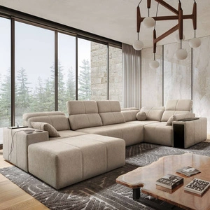 Ecksofa mit Schlaffunktion Tesalia IV beige links komfortables Ecksofa für das Wohnzimmer mit innovativer Schiebefunktion der Rückenlehne