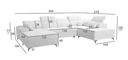Penejos VI Ecksofa mit Schlaffunktion beige linke Seite stilvolles Ecksofa mit zwei Bettkästen strapazierfähiger Stoff