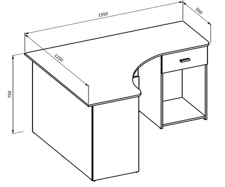 Eckschreibtisch 155x125 cm Eiche wotan stilvoll und funktionell für das Büro, Arbeitszimmer oder Jugendzimmer