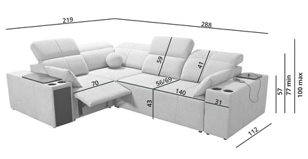 Ecksofa mit Schlaffunktion Tesalia II Lux honey links komfortables Ecksofa mit verschiebbarer Rückenlehne und ausziehbarer Fußstütze
