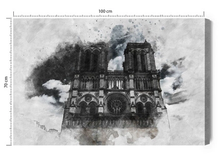 Leinwandbild Kathedrale Notre Dame 100x70 cm zeitlose Dekoration jedes Interieurs Gemälde in leuchtenden Farben hochwertige Verarbeitung