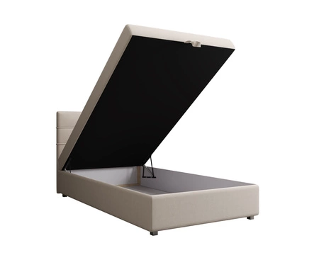 Boxspringbett Fresno 90x200 beige im modernen skandinavischen Stil mit gepolstertem Kopfteil Bett mit Staukasten