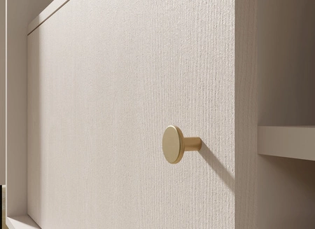 Kommode Ferdi 194 cm sandbeige elegantes Design hoher Rand der oberen Fronten mit goldenen Griffen bereichert