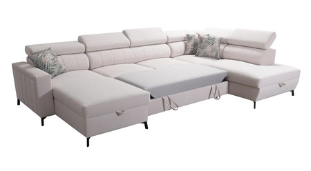 Ecksofa mit Schlaffunktion Savona VI schwarz links elegantes und bequemes Ecksofa für Wohnzimmer mit zwei Bettkästen