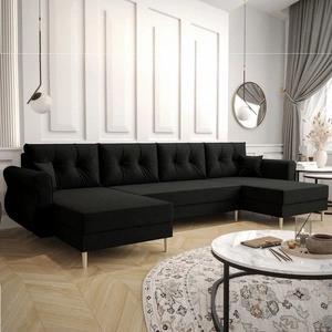 Ecksofa mit Schlaffunktion Wilkins U schwarz bequemes Ecksofa aus weichem Stoff modernes Design, das sich in jede Einrichtung einfügt