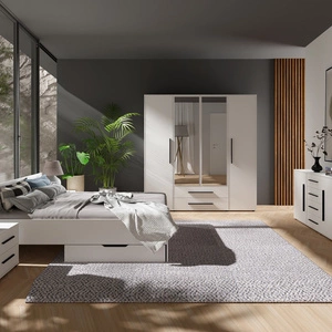 Schlafzimmermöbel Set Maxione weiß elegante und vielseitige Schlafzimmermöbel geschmackvolle schwarze Griffe hochwertige Verarbeitung