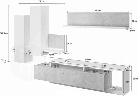 Bota Schrankwand appenzeller / matera innovatives Design asymmetrische Möbelblöcke verbinden Funktionalität mit Modernität