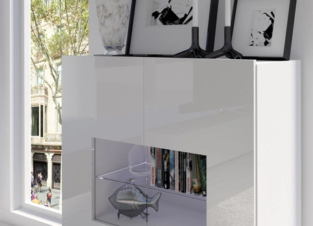 Möbelset Apulia XXII weiß glänzend extrem stilvolle Schrankwand für das Wohnzimmer einfache Elemente, die in jedes Interieur passen