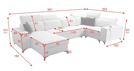 Ecksofa mit Schlaffunktion Kelly Sleek IV schwarz linke Ecke Schlafsofa mit Bettzeugkästen Webstoff