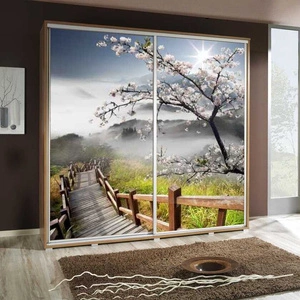 Artistino 205 cm Schiebeschrank mit Treppe Grafik Schrankkorpus in Eiche Catania aus 22 mm starker Platte