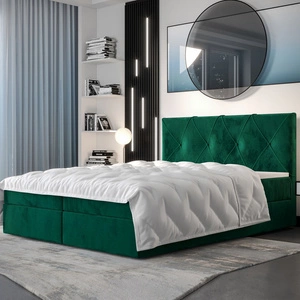 Boxspringbett Arvada 140x200 Flaschengrünes Bett im modernen skandinavischen Stil mit gepolstertem Kopfteil