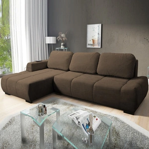 Ecksofa mit Schlaffunktion Gentle brown linke Seite stilvolles Design Ecksofa zeichnet sich durch seine abgerundete Form aus