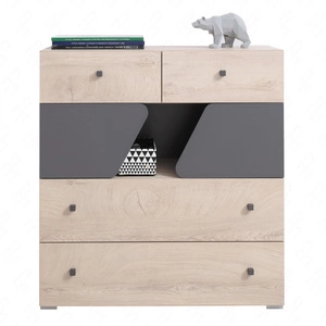 Kommode mit Schubladen Dzeta 90 cm Eiche / Anthrazit ideal für das Jugendzimmer funktionell und geräumig