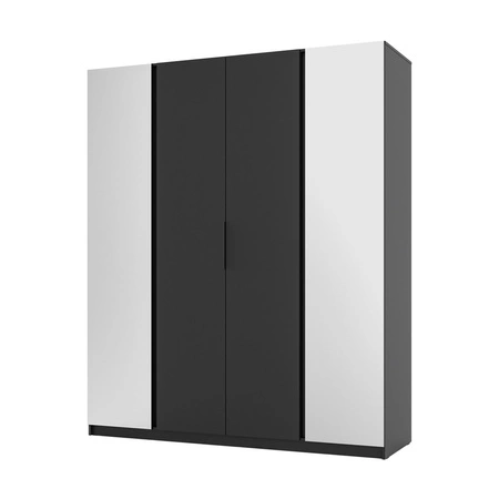 Kleiderschrank mit Spiegel Kastano IX 200 cm schwarz modernes Design Kleiderschrank gewidmet, um das Schlafzimmer oder Flur Metallgriffe