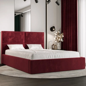 Polsterbett Afrodyta 160x200 mit Stauraum Dunkelrot moderner skandinavischer Stil mit bequemem Kopfteil