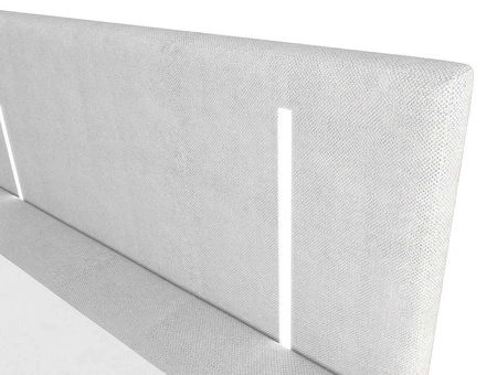 Boxspringbett Norco 160x200 grau Esche stilvolles Bett mit Stauraum Box Beleuchtung im Kopfteil fügt eine einzigartige Note