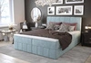 Boxspringbett Casey 140x200 türkis im modernen skandinavischen Stil mit markantem Kopfteil