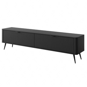 RTV Schrank Lante 200 cm schwarz modernes Design Korpus auf hohen Beinen geriffelte Front charakteristische ovale Form