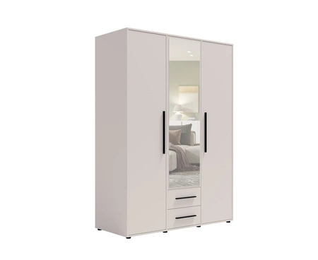 Spiegelschrank Maxione 150 cm beige funktioneller Kleiderschrank für Schlafzimmer Jugendzimmer oder Flur angereichert mit Schubladen