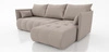 Ecksofa mit Schlaffunktion Selva hellbeige universal seite Ecksofa mit Bettzeugablage aus Stoff mit Plüschoberfläche