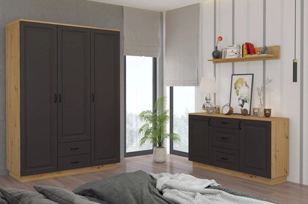 Kleiderschrank Style 180 cm Eiche artisan / grau graphit funktionelle Möbel klassisches Design idealer Kleiderschrank für Ankleidezimmer oder Schlafzimmer