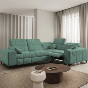 Ecksofa mit Schlaffunktion Penejos II Lux grün rechts bequemes Ecksofa für das Wohnzimmer mit komfortablem ausziehbarem Fußteil