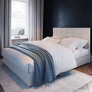 Boxspringbett Kingston 160x200 beige Bett im modernen skandinavischen Stil mit Kopfteil mit Kristallen