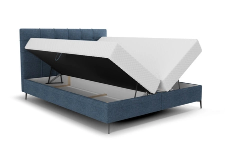Boxspringbett Irvine 140x200 blau Stilvolles Bett mit Bettzeugablage und hohem Kopfteil besticht durch sein elegantes Design
