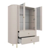 Vitrine Ovalio 123 cm beige Designe rvitrine für das Wohnzimmer in ovaler Form mit dekorativer Fräsung geräumige Schubladen