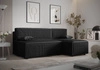 Ecksofa mit Schlaffunktion Brandon schwarz rechte Ecke dreidimensionaler Stoff mit ausdrucksstarkem Streifen Bettzeug Container