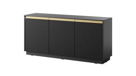 Imperial schwarzes Möbelset stilvolle Schrankwand mit gefrästen Fronten und eleganten Griffen in gebürstetem Gold