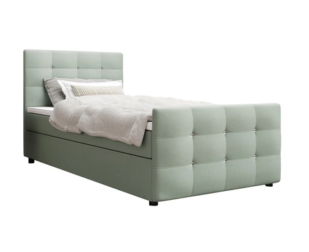 Boxspringbett Kansas 100x200 mintgrün Bett im modernen skandinavischen Stil mit gepolstertem Kopf- und Fußteil