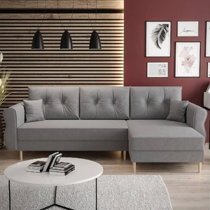 Ecksofa mit Schlaffunktion Wilkins hellgrau rechte Seite stilvolles und modernes Design, das sich in jede Einrichtung einfügt