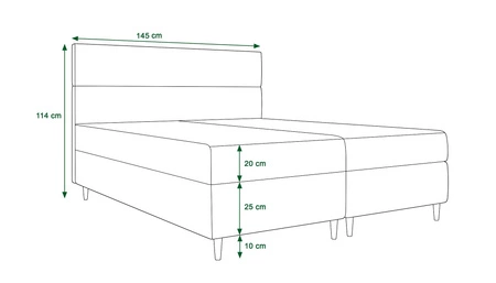 Boxspringbett Bing 140x200 Hellblau im modernen skandinavischen Stil mit markantem Kopfteil