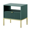 Lovro Nachttisch mit Schublade pastellgrün geschmackvolles geriffeltes Dekor idealer Schlafzimmerschrank goldenes Metallzubehör