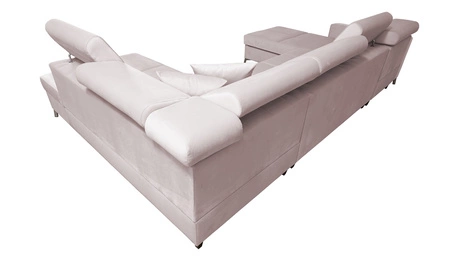 Ecksofa mit Schlaffunktion Nausa VI puderrosa linke Seite stilvolles Ecksofa für Wohnzimmer mit komfortabler Verarbeitung Samt Typ Stoff