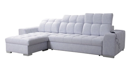 Ecksofa mit Schlaffunktion Luigi beige / schwarz links Ecksofa mit zwei Bettkästen Stoff mit interessanter Struktur