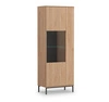 Vitrine Tutti 70 cm Eiche Hickory stilvolles Design sichere Vitrine aus gehärtetem Glas auf hohen Metallbeinen Push-to-Open-System unterstützt