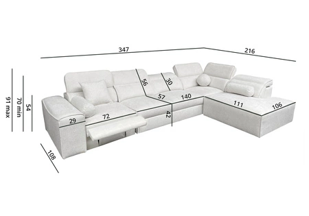 Ecksofa mit Schlaffunktion Viano XI Lux hellgrau rechts Design-Ecksofa mit ausziehbarem Fußteil und Bettzeugstaufach