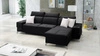 Ecksofa mit Schlaffunktion Elgin schwarzes rechtes Ecksofa mit verstellbaren Kopfstützen praktische Schubladen in den Seiten des Möbels